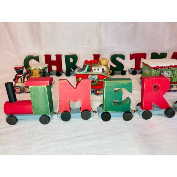 Vintage 4-Piece Christmas Train Set Midwest Taiwan w/ Letter Train set - Picture 14 of 16